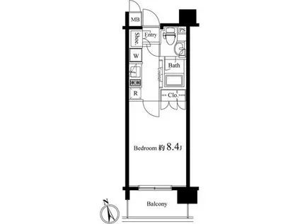 レックス海岸通レジデンス(1K/2階)の間取り写真
