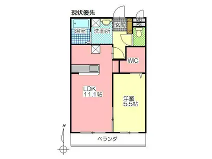 ユーミーなでしこII(1LDK/2階)の間取り写真