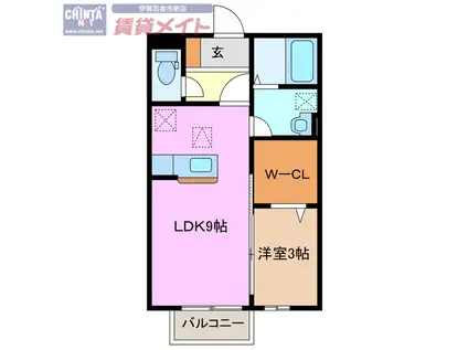 グランモアゆめが丘B(1LDK/1階)の間取り写真