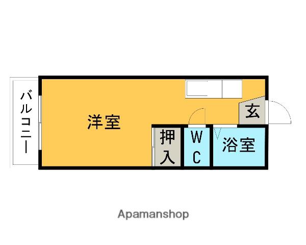 悠々荘(ワンルーム/2階)の間取り写真