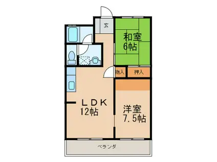 サンライズ行橋(2LDK/1階)の間取り写真
