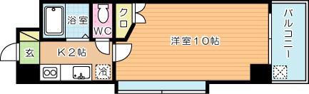 ウインズ三萩野(1K/3階)の間取り写真
