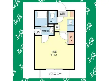 シャムロック野並(1K/1階)の間取り写真