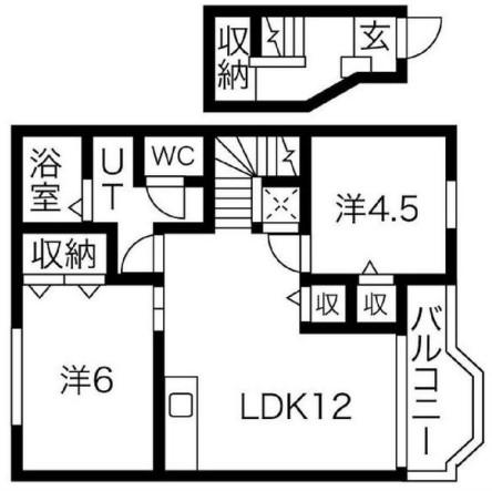 バーリーグリフィンF1(2LDK/2階)の間取り写真