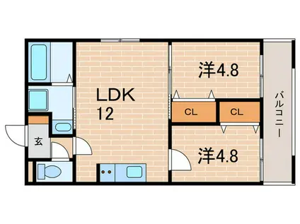 CASA垂水駅前(2LDK/3階)の間取り写真