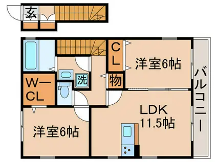 パルル A棟(2LDK/2階)の間取り写真