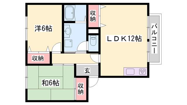 フレマリール八代 B棟(2LDK/2階)の間取り写真
