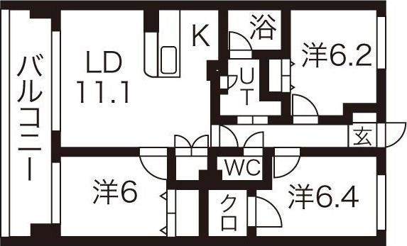 アビタシオンみなみ(3LDK/6階)の間取り写真