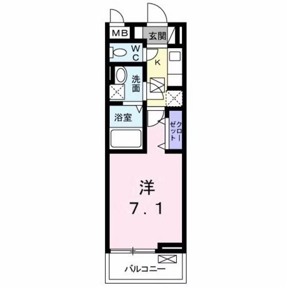 JR上越線 群馬総社駅 徒歩57分 2階建 築5年(1K/1階)の間取り写真