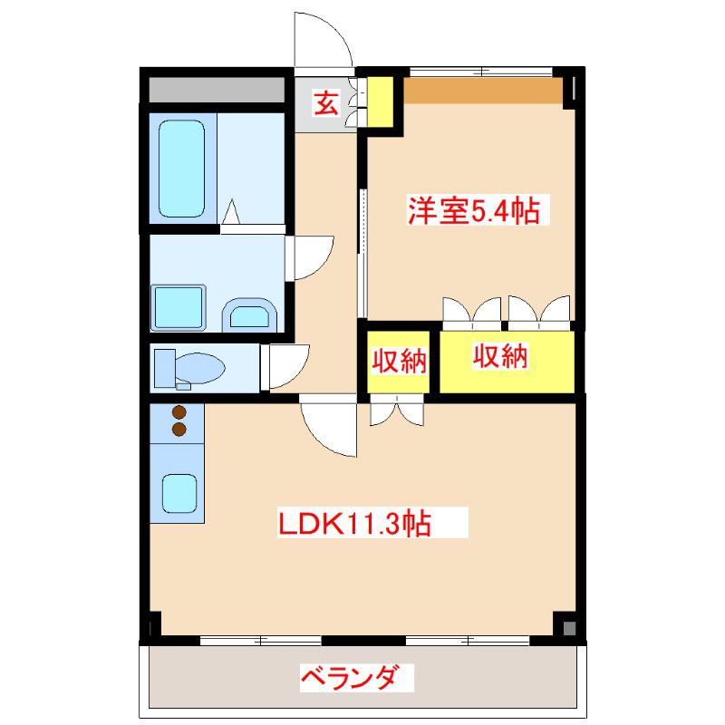 アンソレイユ(1LDK/1階)の間取り写真