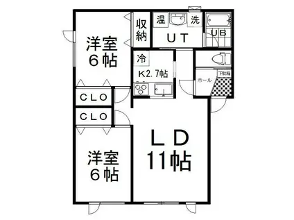 ステージア鈴蘭(2LDK/1階)の間取り写真