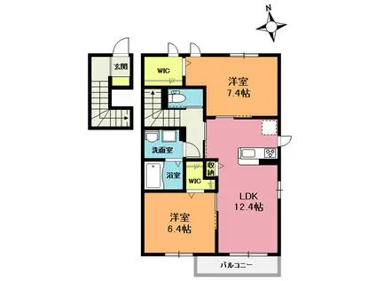 ルシエル(2LDK/2階)の間取り写真