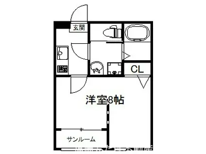 GRANDIR別府(1K/2階)の間取り写真