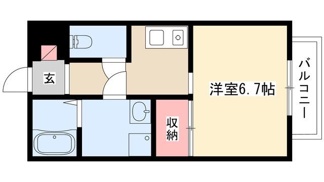 ラ・フォーレ萩原(ワンルーム/1階)の間取り写真