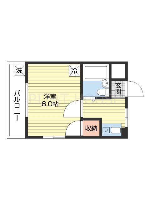 納定シルク館(1K/3階)の間取り写真
