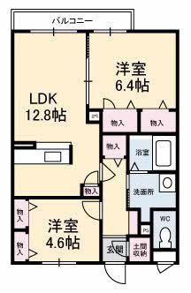 ベルアネスB(2LDK/1階)の間取り写真
