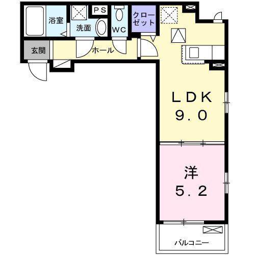アルカンシエル イースト(1LDK/1階)の間取り写真