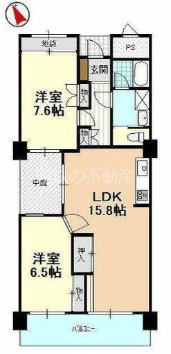 ニューライフ浜松(2LDK/1階)の間取り写真