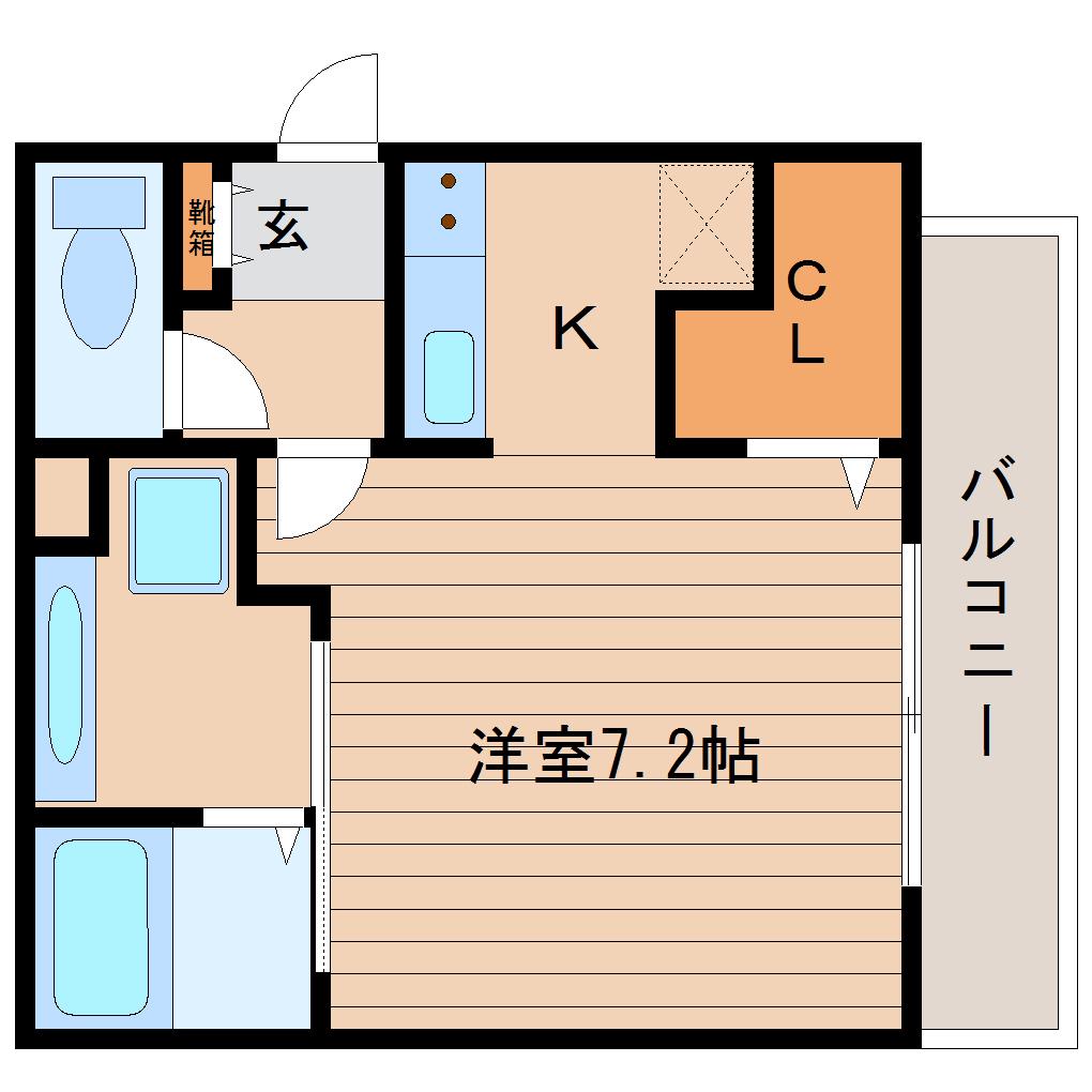 DROOM八乙女中央D棟(1K/1階)の間取り写真