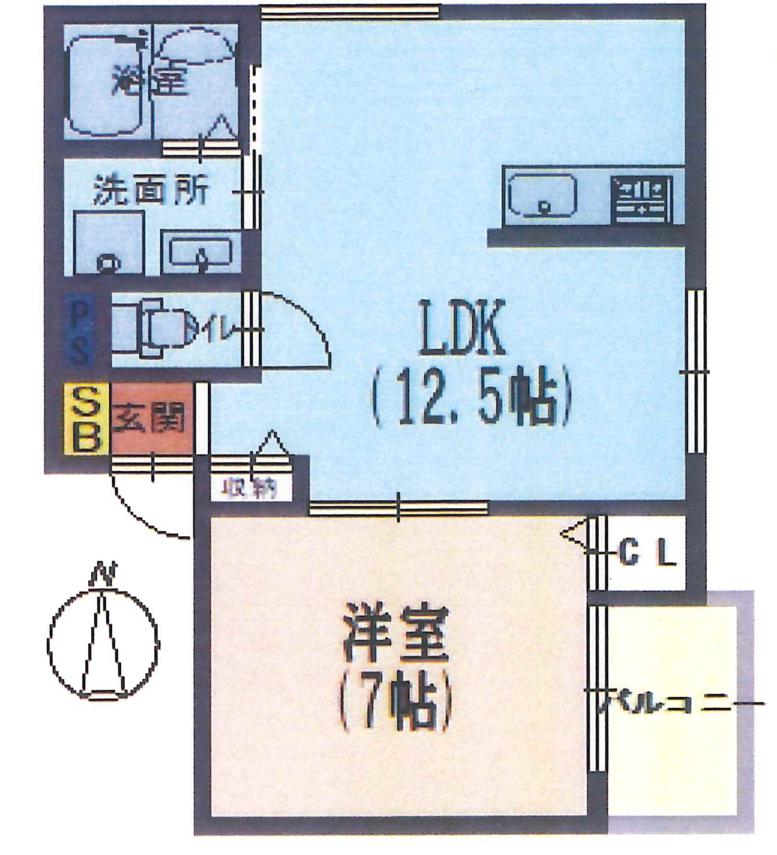 SAN・FROURISH(1LDK/2階)の間取り写真