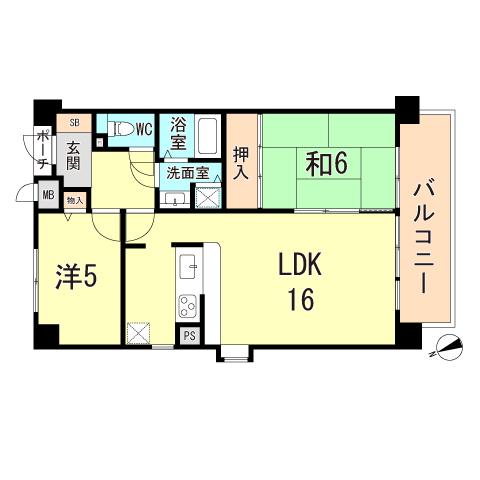 セザール第2神戸西(1LDK/3階)の間取り写真