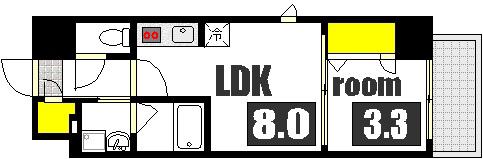 S-RESIDENCE城南通ABRイースト(1LDK/3階)の間取り写真