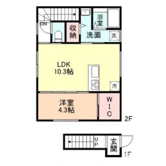 SYLPHY中島B棟(1LDK/2階)の間取り写真