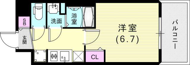 プレサンス神戸長田ラディアラ(1K/6階)の間取り写真