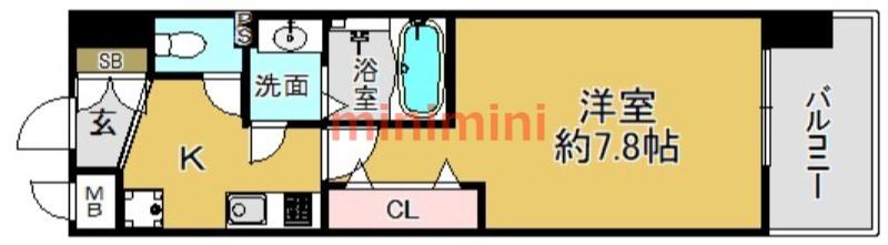 MASU NO 茨木(1K/5階)の間取り写真