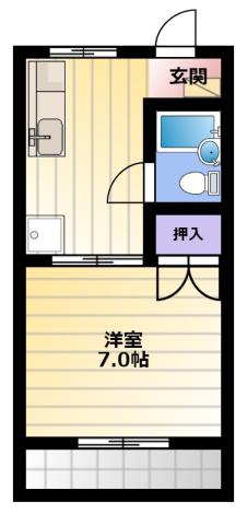佐鳴ハイツ(1K/2階)の間取り写真
