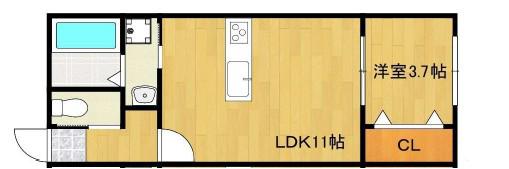 グランフォート明石城北(1LDK/1階)の間取り写真