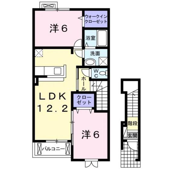 ラウレアII(2LDK/2階)の間取り写真
