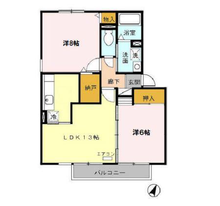 エクレール東(2LDK/2階)の間取り写真