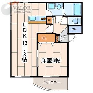 サンライズ(1LDK/2階)の間取り写真