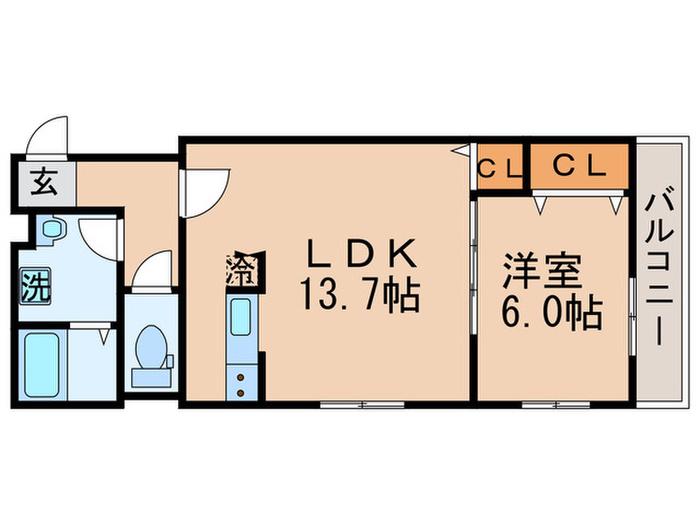 ロータス(1LDK/2階)の間取り写真