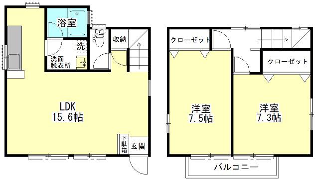 トレアドール(2LDK/1階)の間取り写真