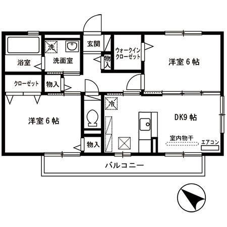 花水木II(2DK/1階)の間取り写真