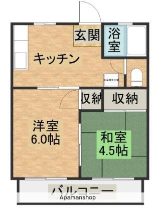 タウニィ希望ヶ丘(2DK/2階)の間取り写真