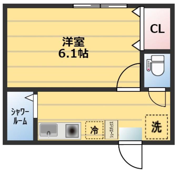 CITYSTAGE平和台(1K/3階)の間取り写真