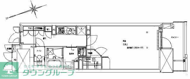 ジュエルコート熊谷II(1K/2階)の間取り写真