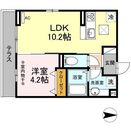 クレールエイワVI(1LDK/1階)の間取り写真