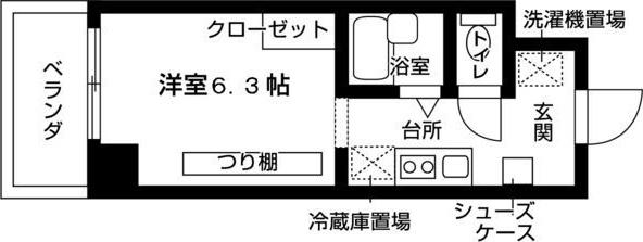 フロンティアハイツ(1K/6階)の間取り写真