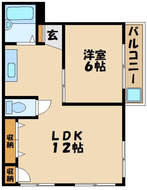 グランドア越野(2DK/3階)の間取り写真