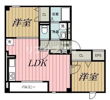 ラ・パートメント本千葉(2LDK/4階)の間取り写真