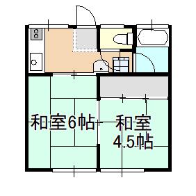 藤原コーポ(2K/1階)の間取り写真