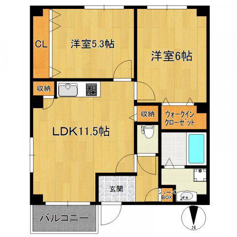 アレーズ(2LDK/2階)の間取り写真