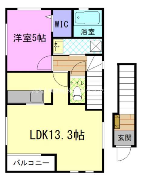 ウエストコートA(1LDK/2階)の間取り写真