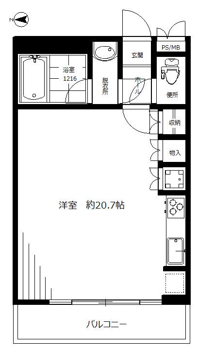 ファシーネ三鷹ハイライズ(ワンルーム/2階)の間取り写真