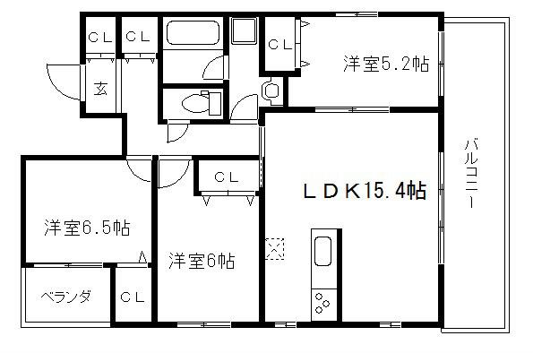 グラシア高倉(3LDK/4階)の間取り写真