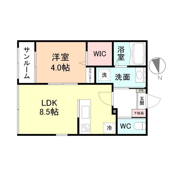 エッジモーメント愛宕(1LDK/1階)の間取り写真
